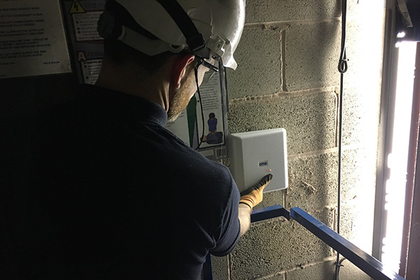 Otis service technician at work