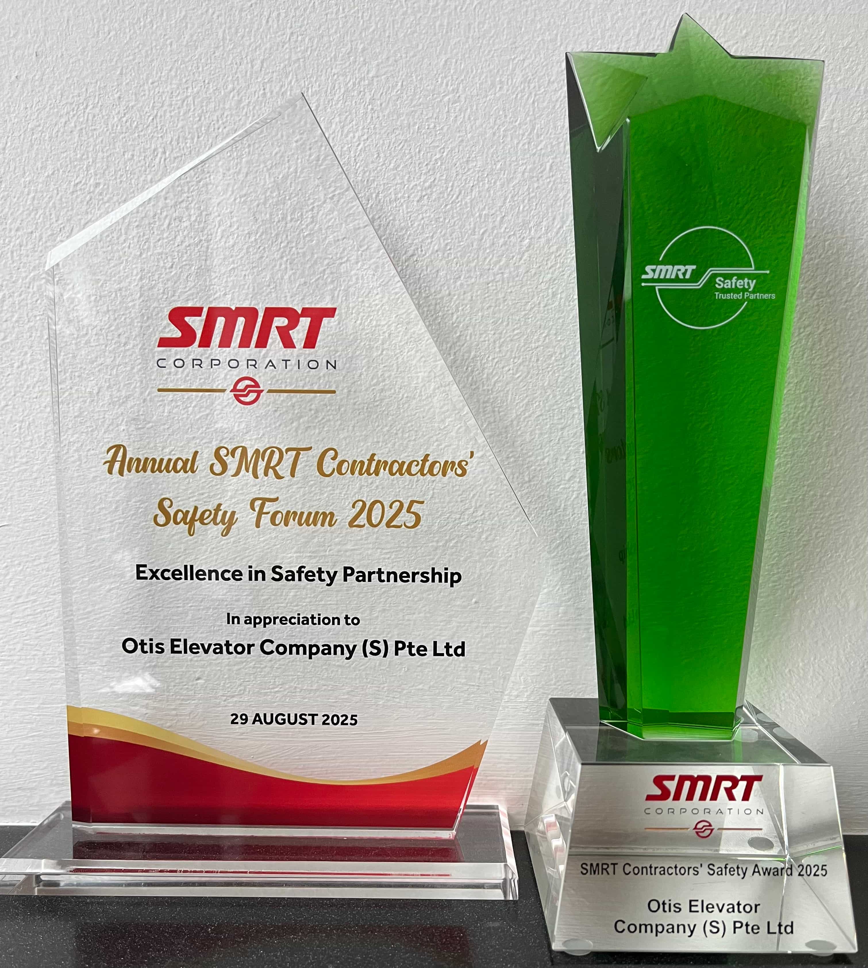 SMRT Safety Award 2 trophies