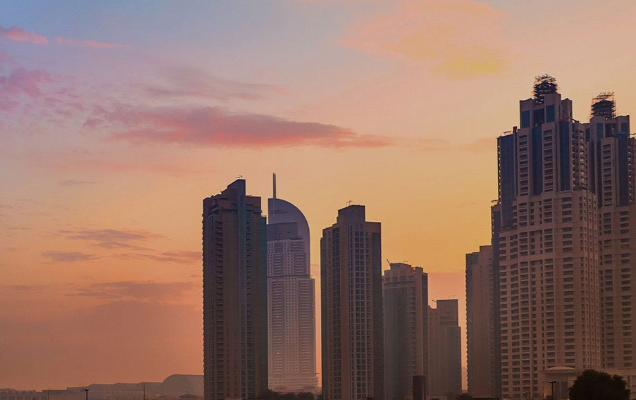 city view sunset