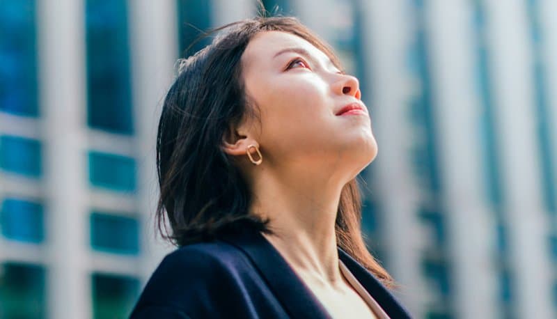 Woman looking up
