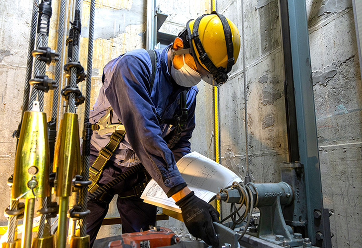 Otis technician at Kurobe Dam