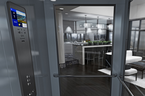 Interior of Gen3 Home lift, looking out into a home