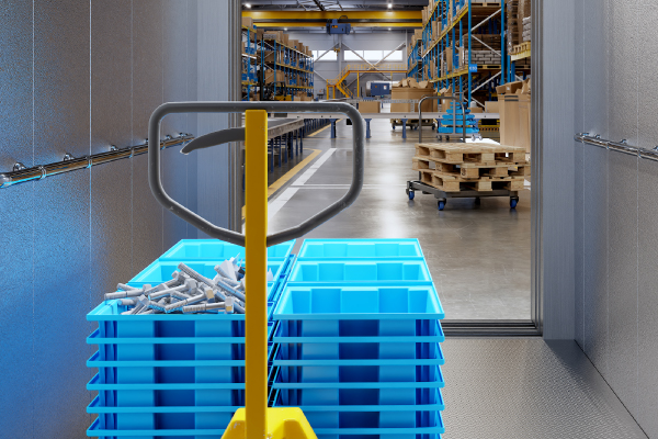 interior of Gen3 Robusta lift looking out into warehouse