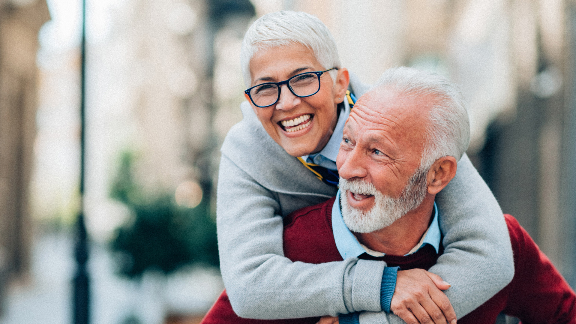 man and woman smiling