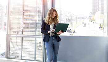 Woman working on laptop