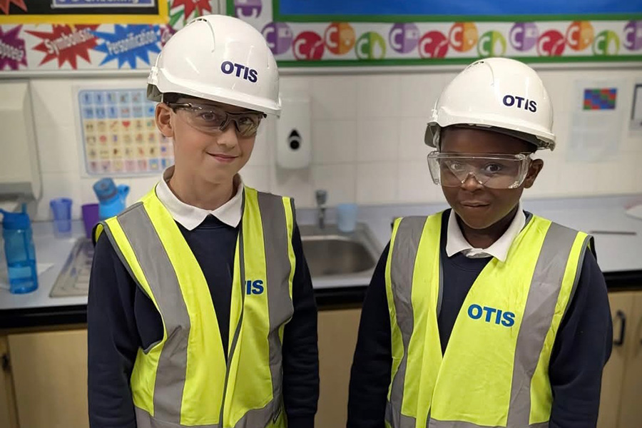 Kids wearing OTIS ppe